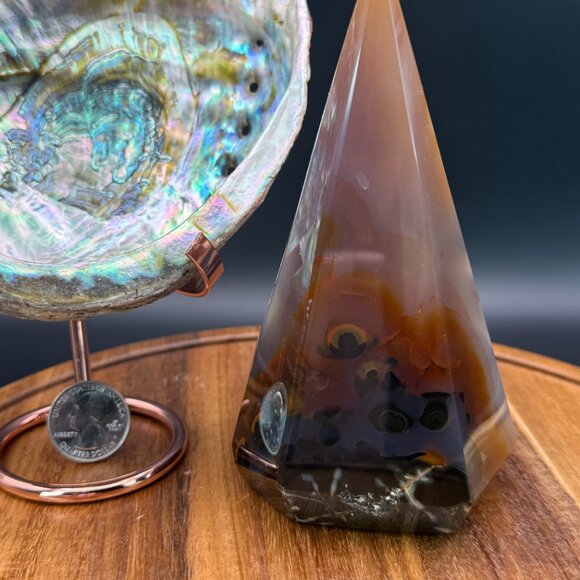 Agate Chalcedony Druzy Diamond Power Point Tower Crystal Geode - Picture 4 of 8